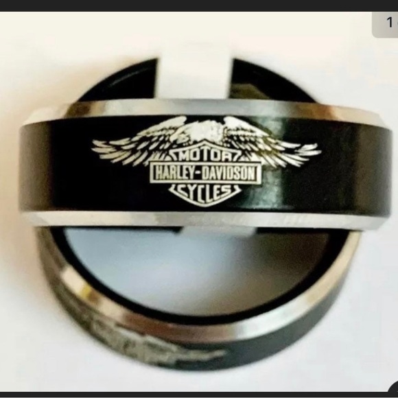 Size 13 black color motorcycle titanium 8mm ring. - Picture 7 of 10